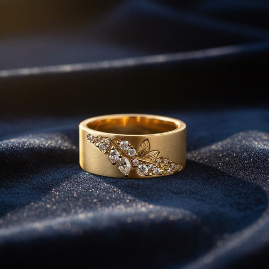 Women's Leaf Horse Eye Zircon Fashion Wild Ring
