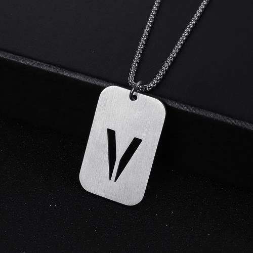 Men's Titanium Steel Female Letter Nameplate Pendant Necklaces