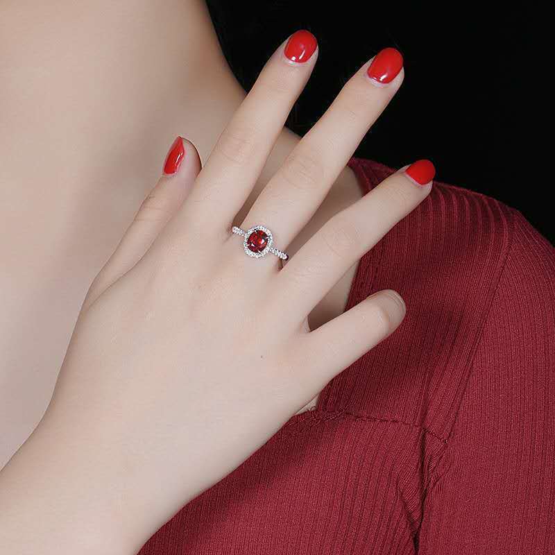 Women's Ruby Simulation Red Corundum Tourmaline Color Rings