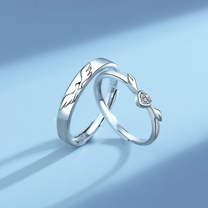 Angel Wings Couple Pair Korean Style Simple Graceful Rings