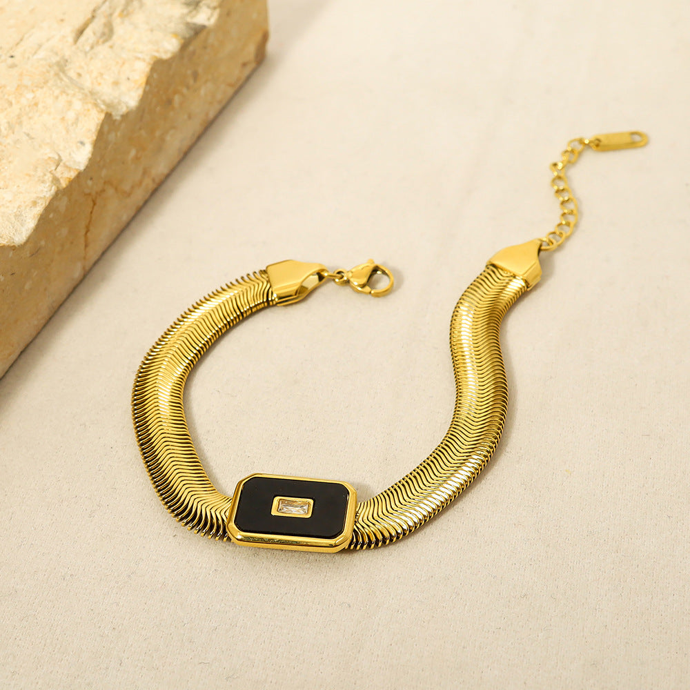 Natural Stone Titanium Steel Niche Gold-plated Snake Bracelets