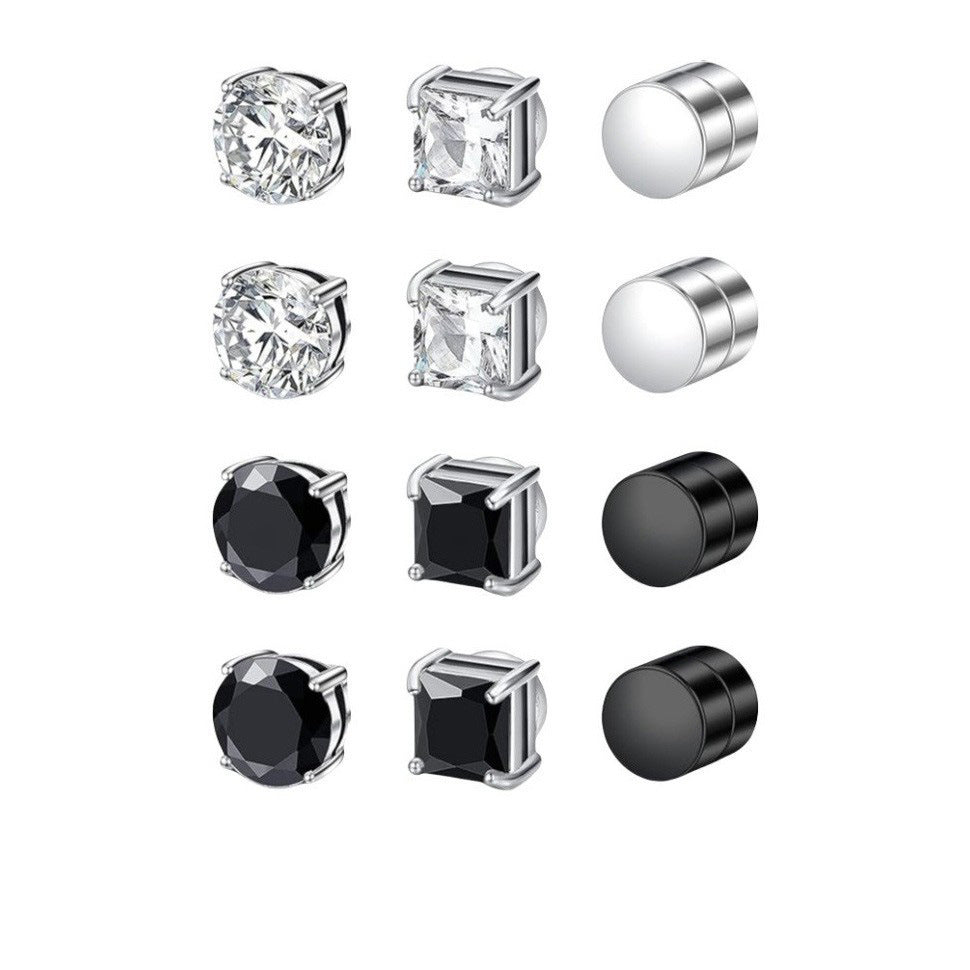 Zircon Stainless Steel Magnet Clips Couple Ear Clip