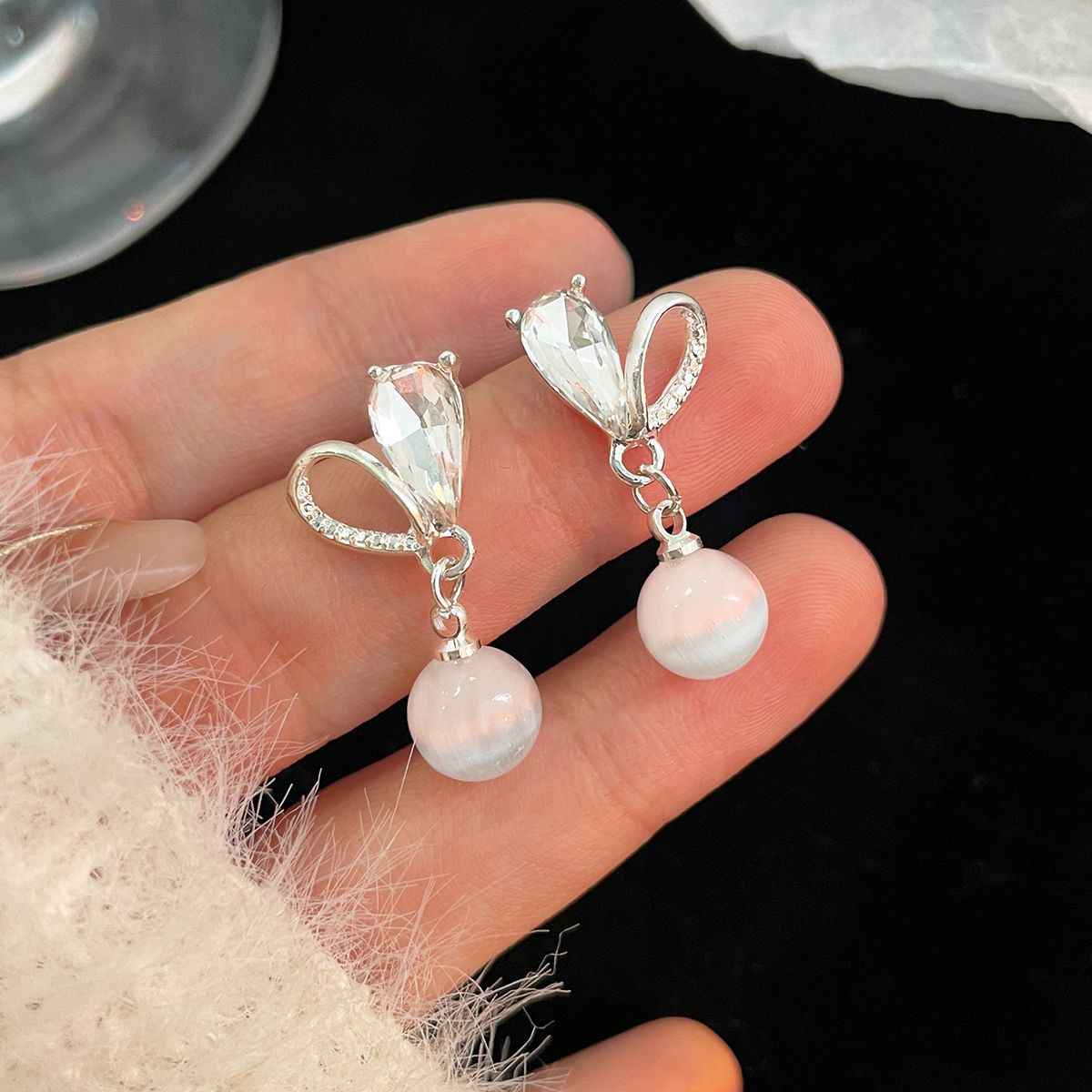 Female Sier Needle Simple Super Fairy Earrings