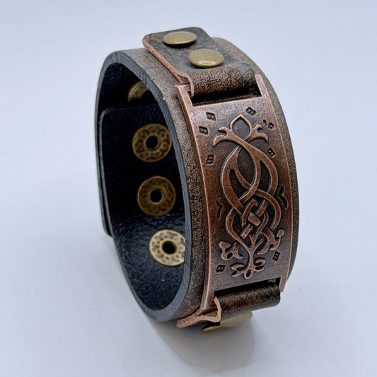 Men's Distressed Retro Punk Handmade Cattle Leather Decoration Bracelets