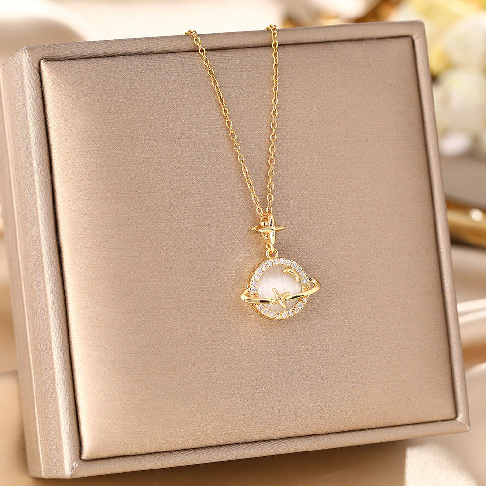 Women's Opal Planet Niche High Sense Clavicle Necklace
