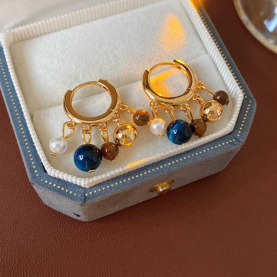 Real Gold Plating Elegance Retro Light Luxury Stud Earrings