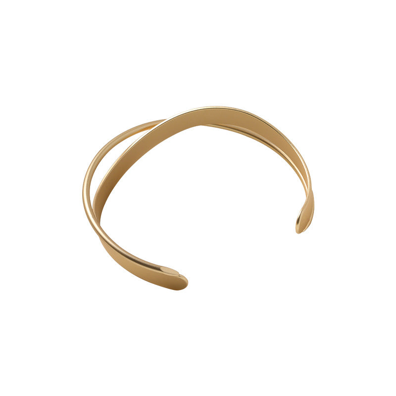 Cross Matte Gold Open-ended Niche Design Bracelets