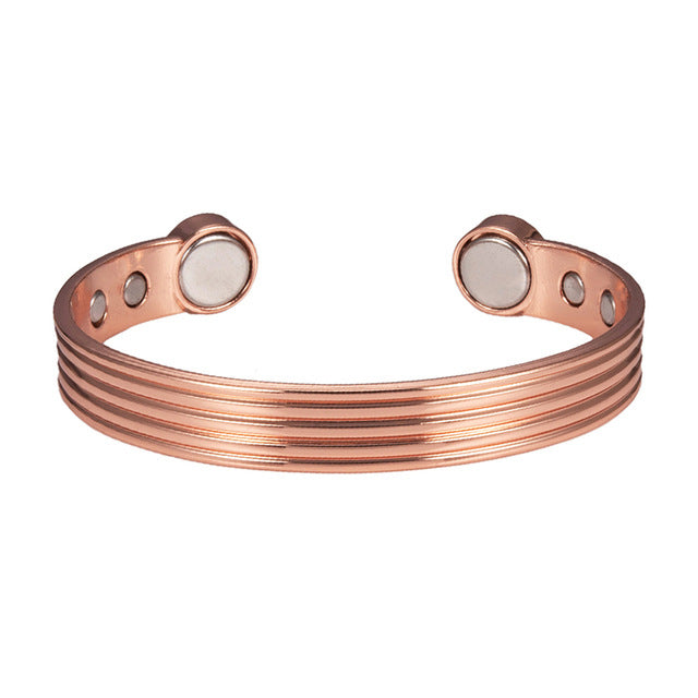 Women's & Men's Magnetic Stripe Red Copper Vintage Adjustable Bracelet