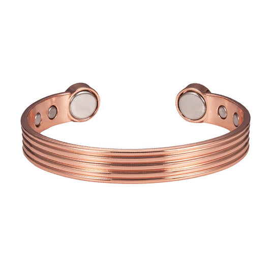 Women's & Men's Magnetic Stripe Red Copper Vintage Adjustable Bracelet