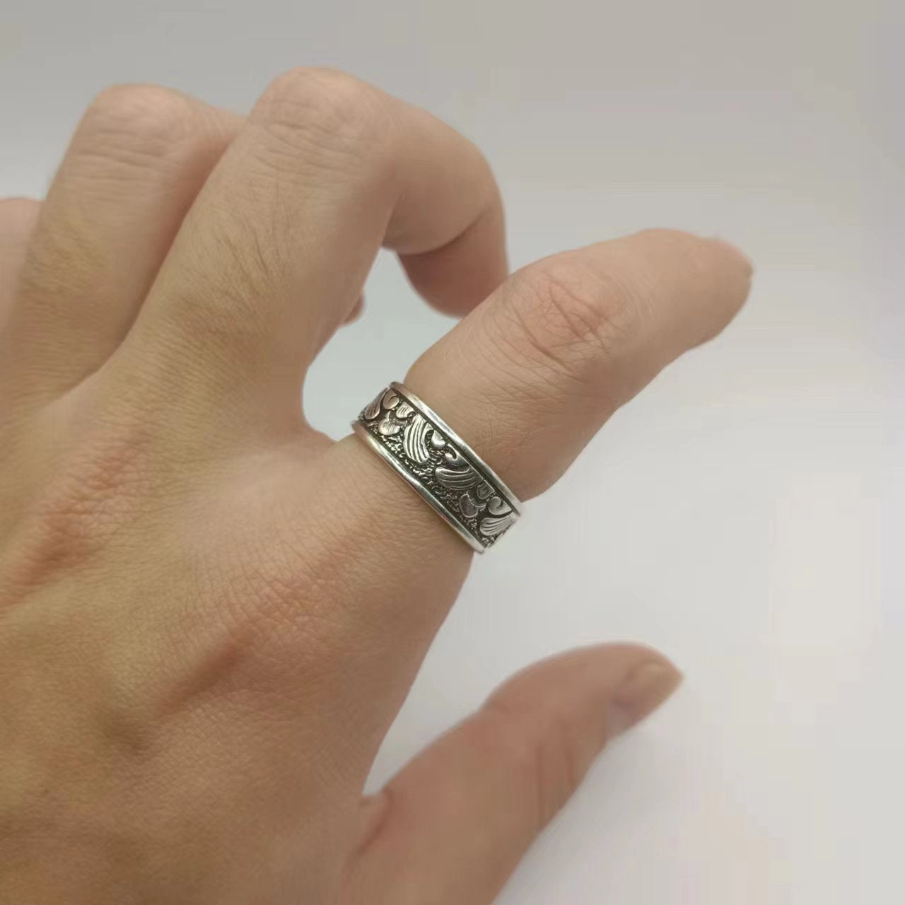 Men's Marcasite Sier Love Oath Niche Unique Retro Ring