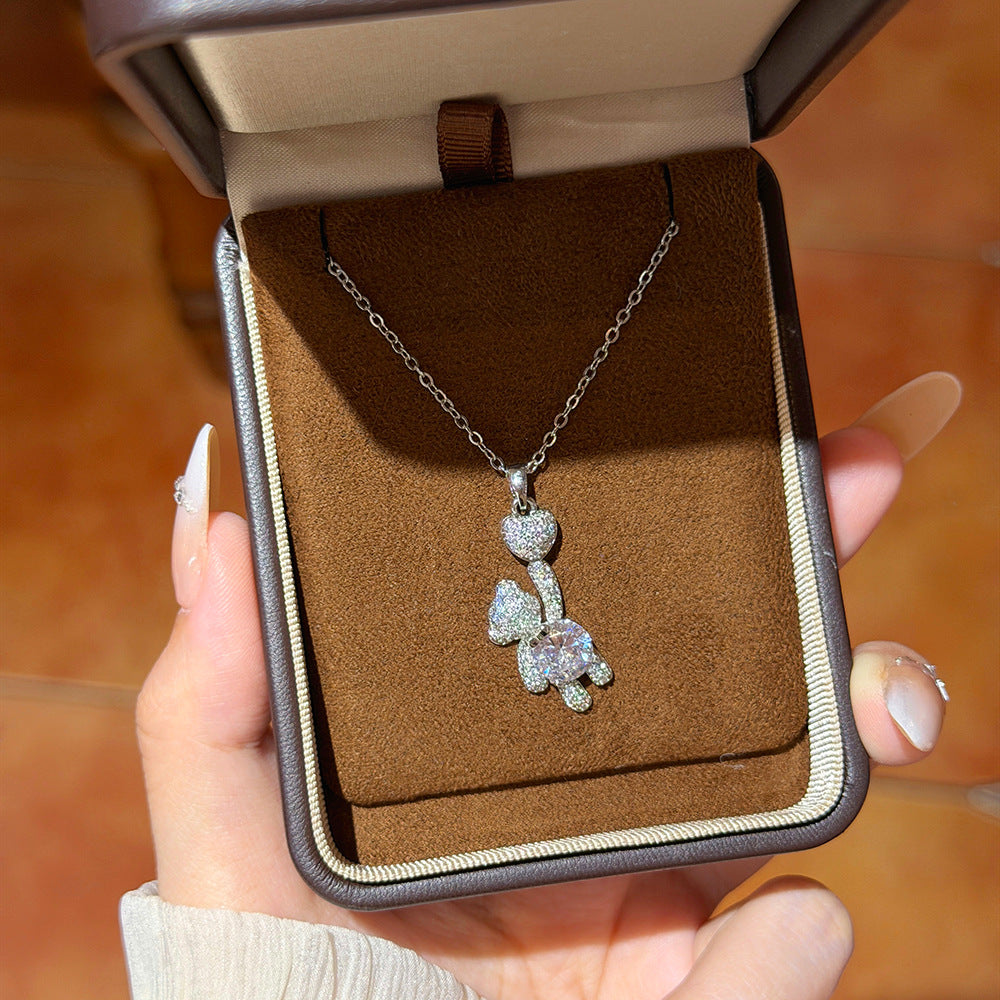 Female With Hearts Zircon Bear Light Luxury Pendants