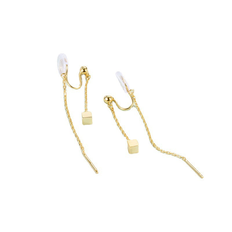 Women's Long Binaural Line Mosquito Coil Simple Tassel High-grade Without Pierced Rings