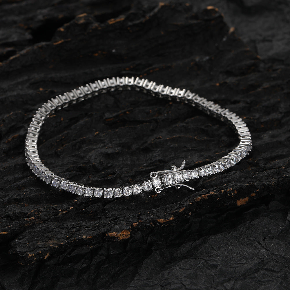 Women's Single Strand Chain Copper Inlaid Zircon Tennis Hip Bracelet