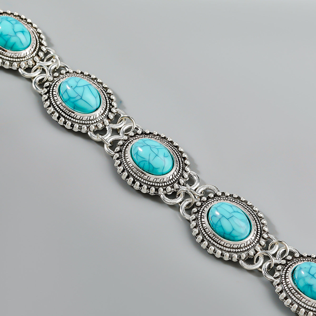 Women's Spring Fashion Trend Exaggerated Alloy Turquoise Bracelets