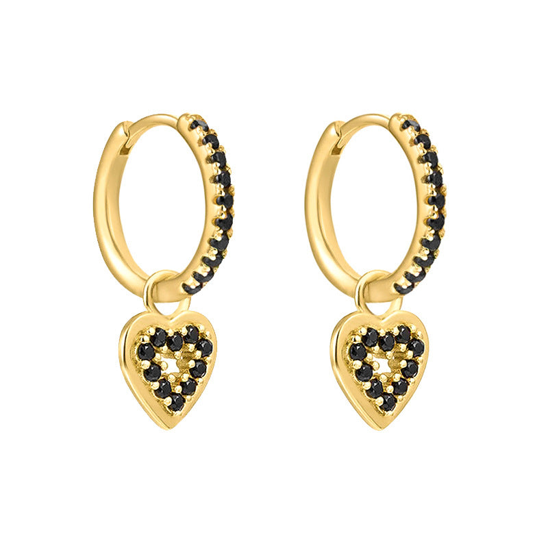 Sier Needle Fashion Classic Retro Hollow Heart Stud Earrings