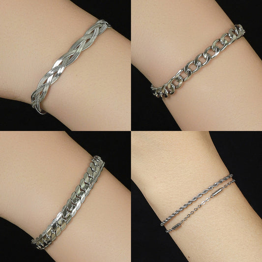 Women's & Men's & Personalized And Stainless Steel Fashion Cuban Link Bracelets