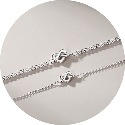 Sterling Sier Truelove Knot Couple Cold Wind Interwoven Love Bracelets