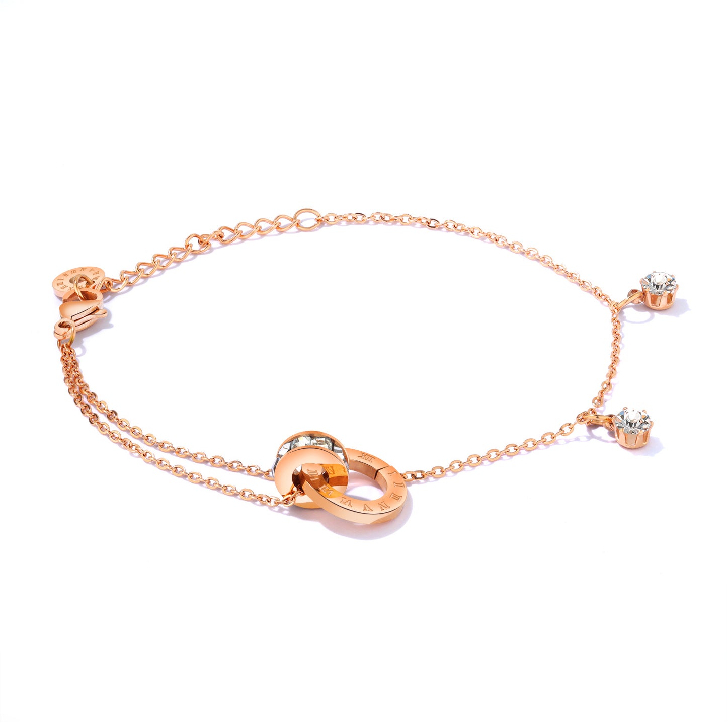 Simple Diamond Titanium Steel Rose Gold Plated Bracelets