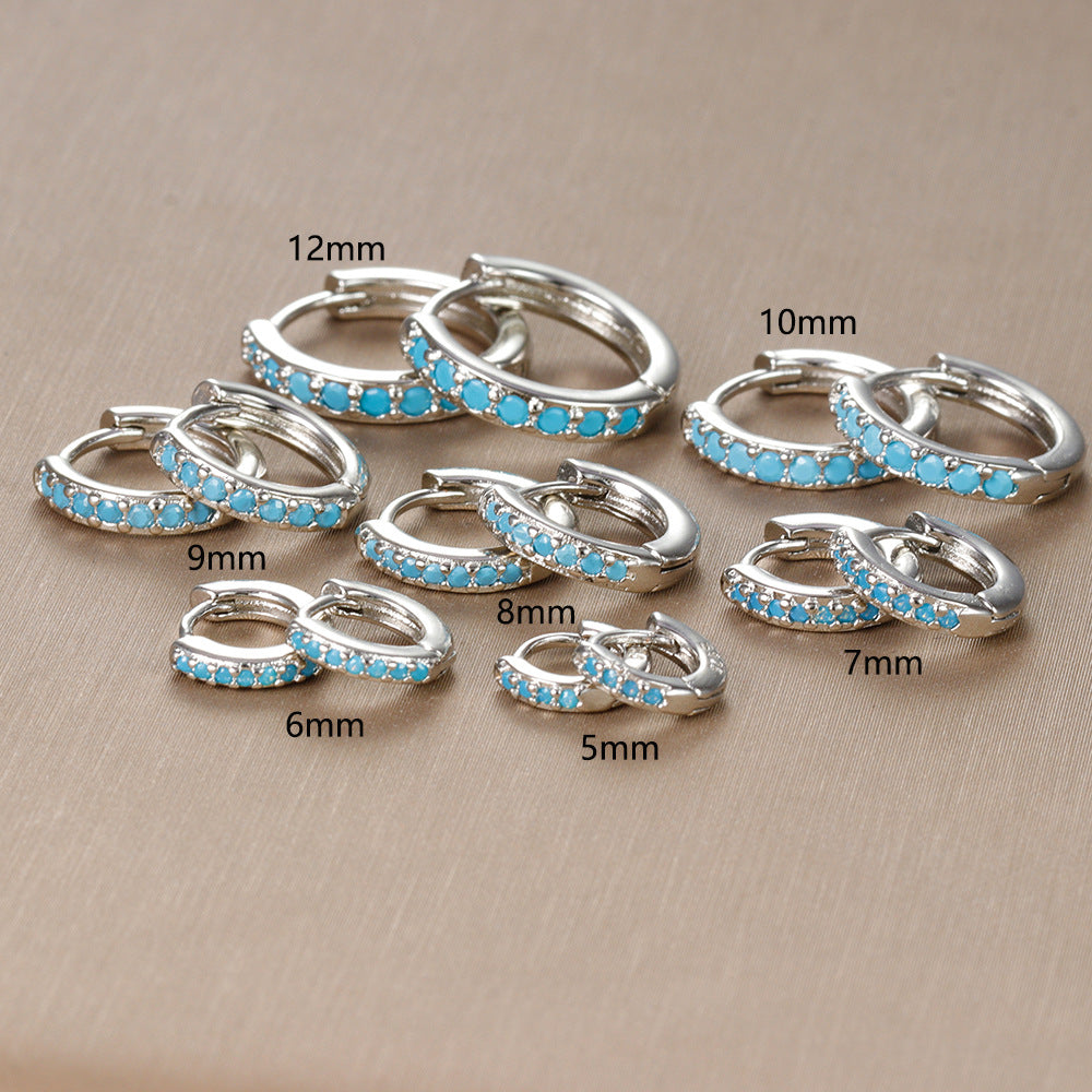 Simple Eardrop Blue Pine Zircon Circle Ear Bracelets