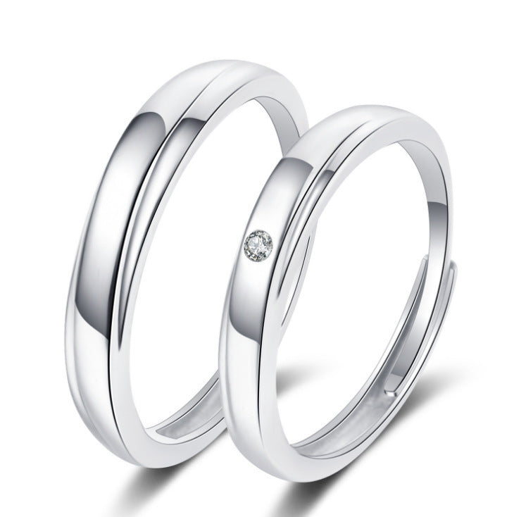 Women's & Men's Style Couple Sier Plated Open Live Rings