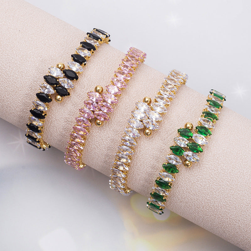 Women's Steel Zircon Stylish Opening Adjustable Titanium Bracelets