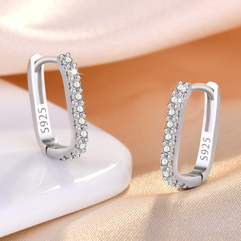 Women's High-grade Zircon Hollow Geometric Ear Clip Earrings