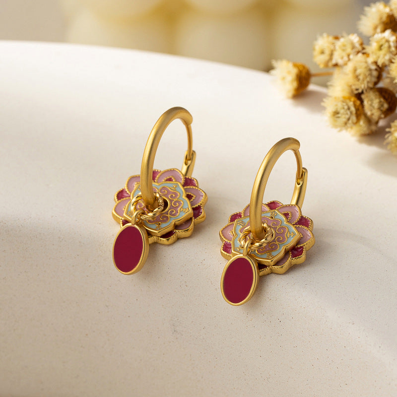 Style Enamel Drip Glazed Temperament Wild High Sense Ear Clip Earrings