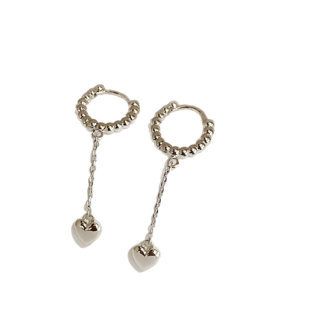 Fall Elegant Heart Tassel Clip Niche Temperament Rings