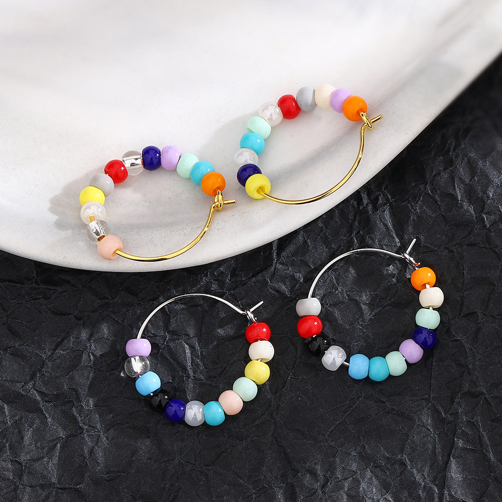 Beads Ear White Female Simple Style Irregular Earrings