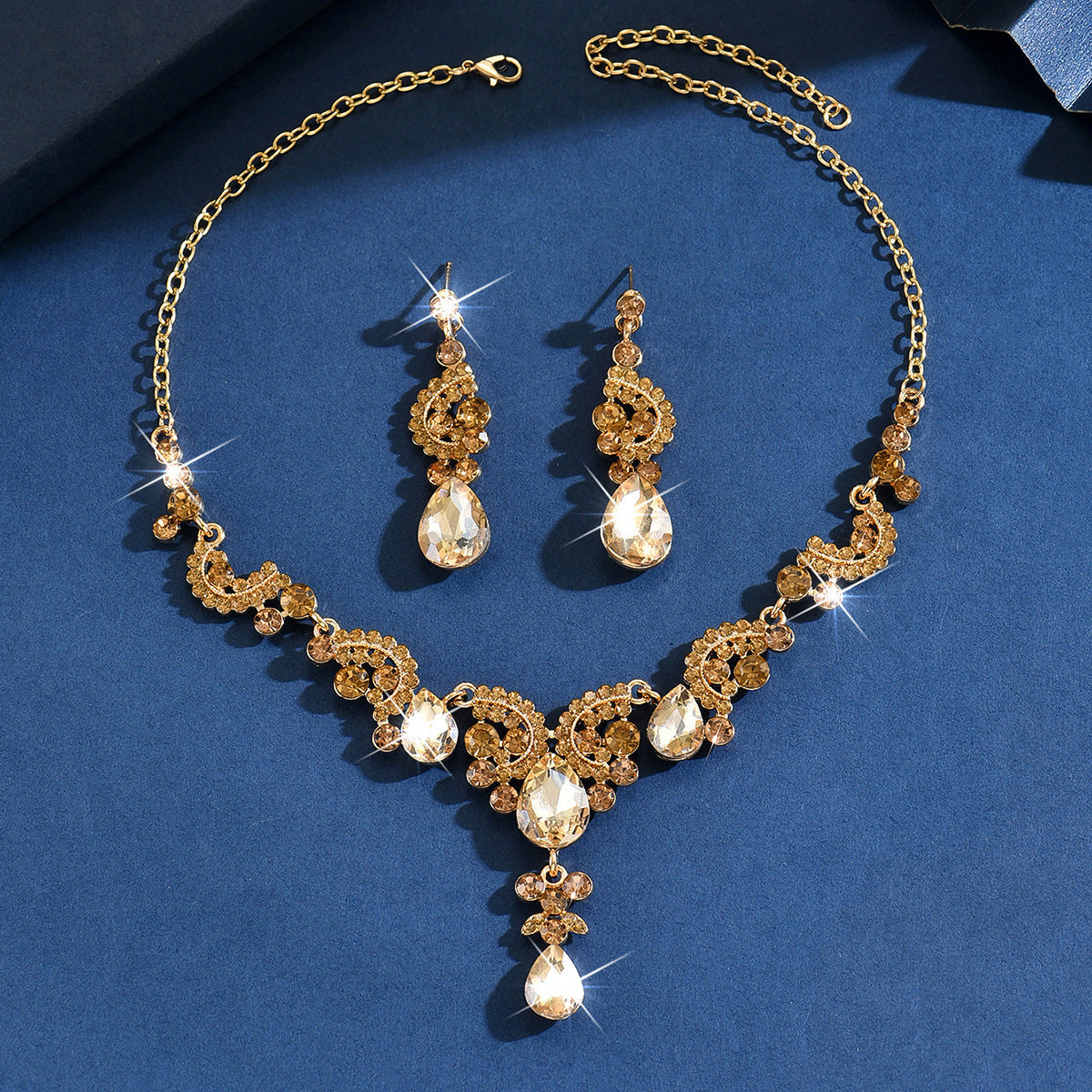 Bridal Wedding Dress Female Rhinestone High Jewelry Set