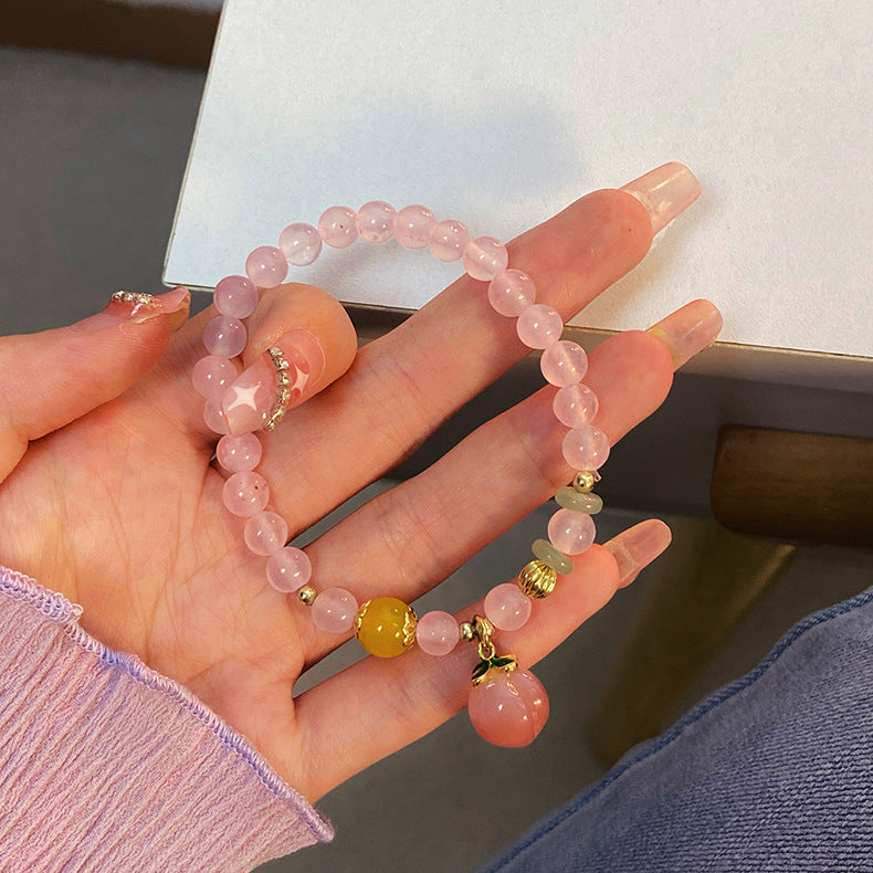 Peach Blossom Natural Pink Crystal Pendant Bracelets