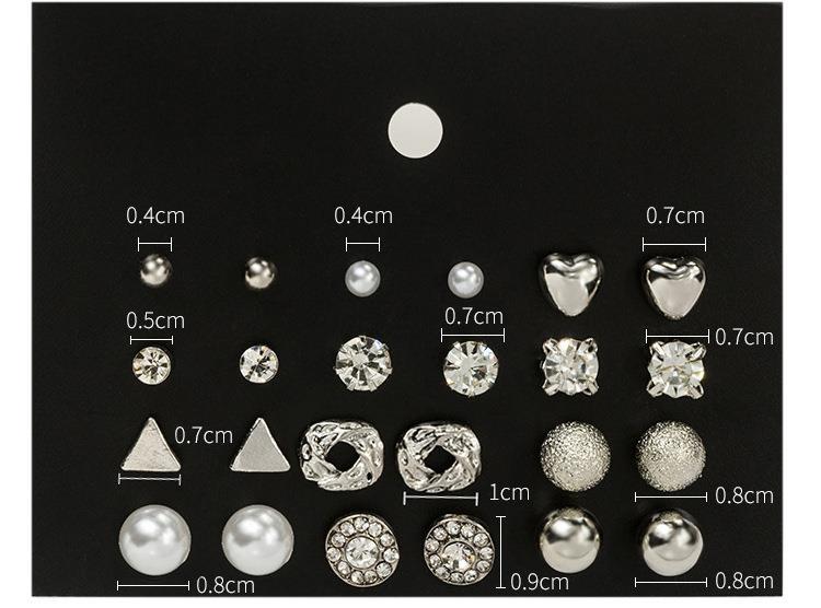 Korean Style Pearl Zircon Card Metal Stud Earrings