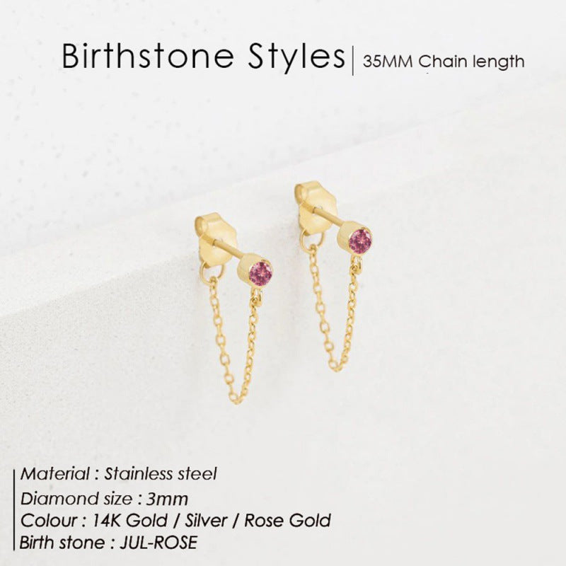 December Not Stainless Steel Tassel Light Luxury Color Earrings