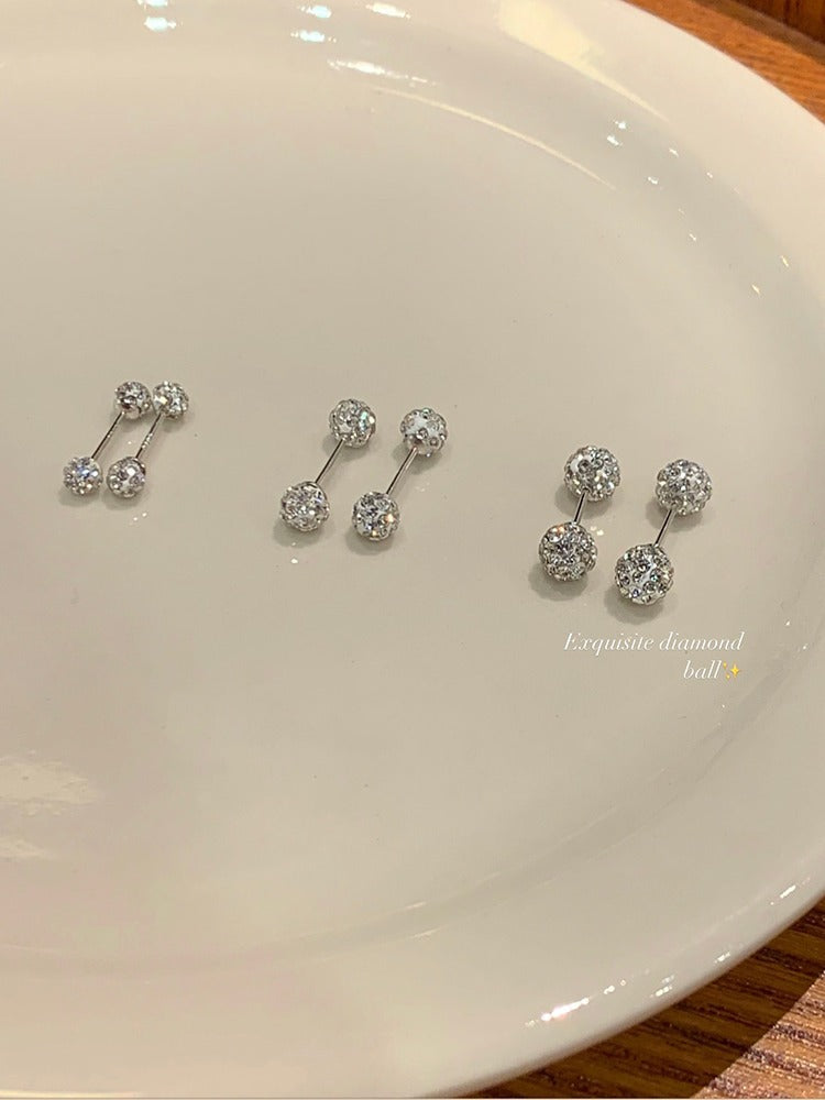 Women's Sier Auricular Needle Niche High Sense Zircon Ear Bone Pin Earrings