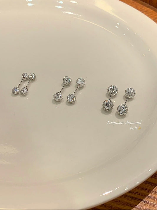 Women's Sier Auricular Needle Niche High Sense Zircon Ear Bone Pin Earrings