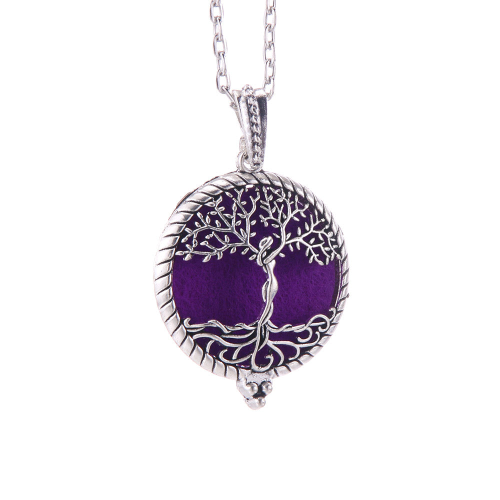 Hollow Lucky Tree Round Alloy Medal Charm Necklace