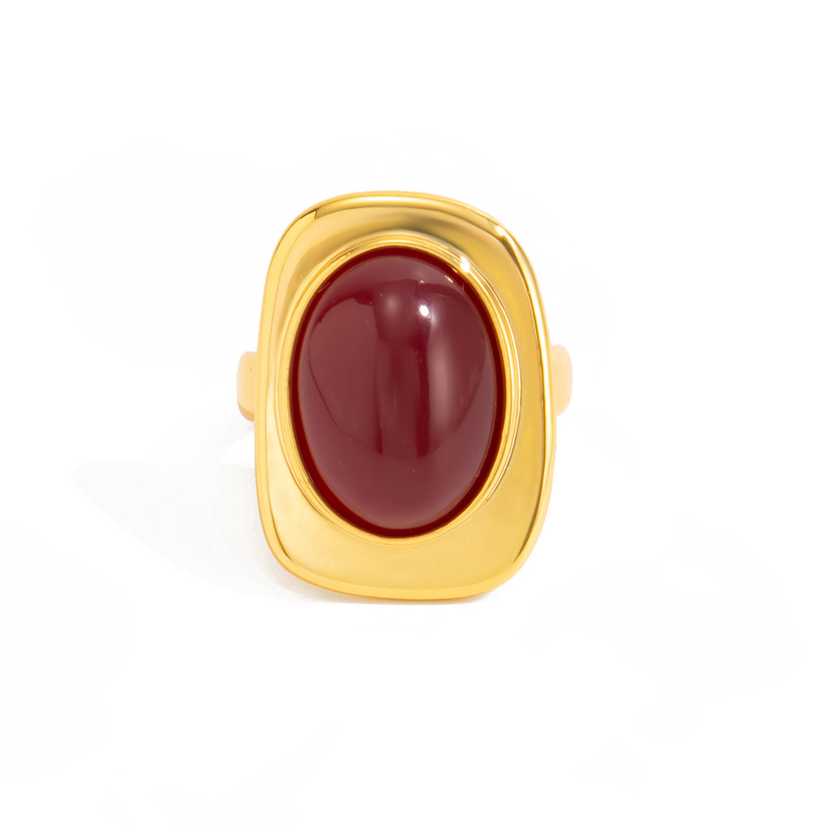 Retro Affordable Luxury Red Gemstone Open Simple Style Inlaid Ring