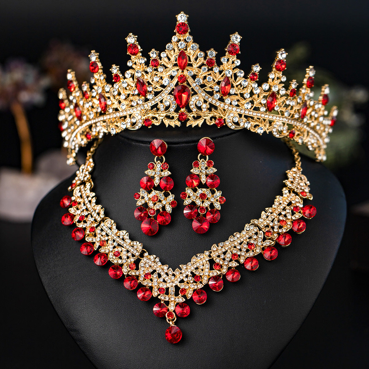 Bridal Three-piece High Sense Ball Wedding Decoration Alloy Jewelry Set