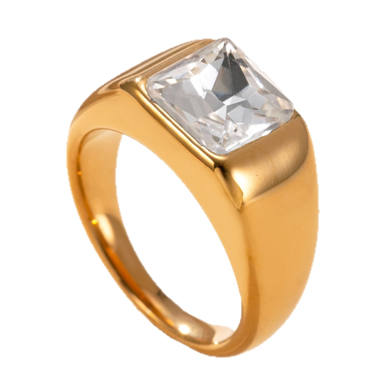 Stainless Steel Casting Square Zircon Light Luxury Rings