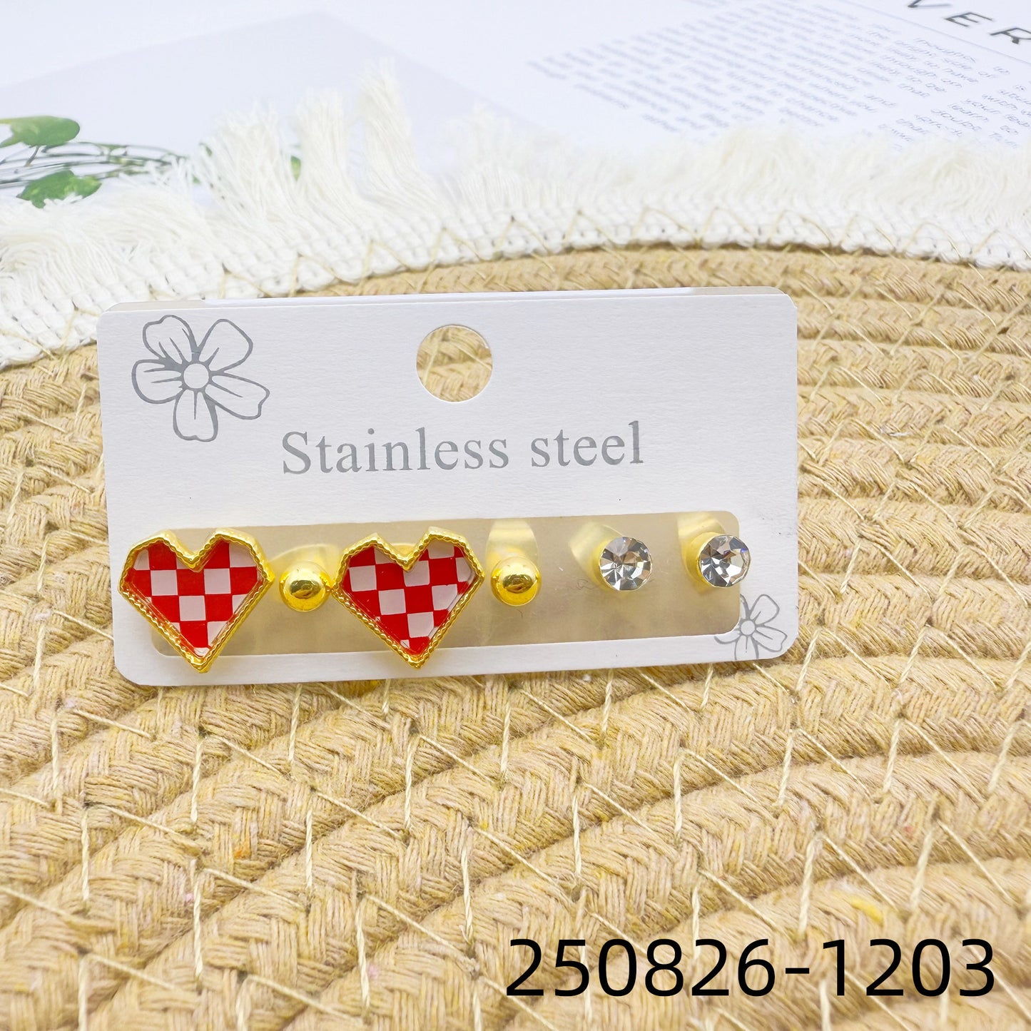 Women's Love Heart High-grade Stainless Steel Diamond Wild Trendy Golden Ear Stud Earrings