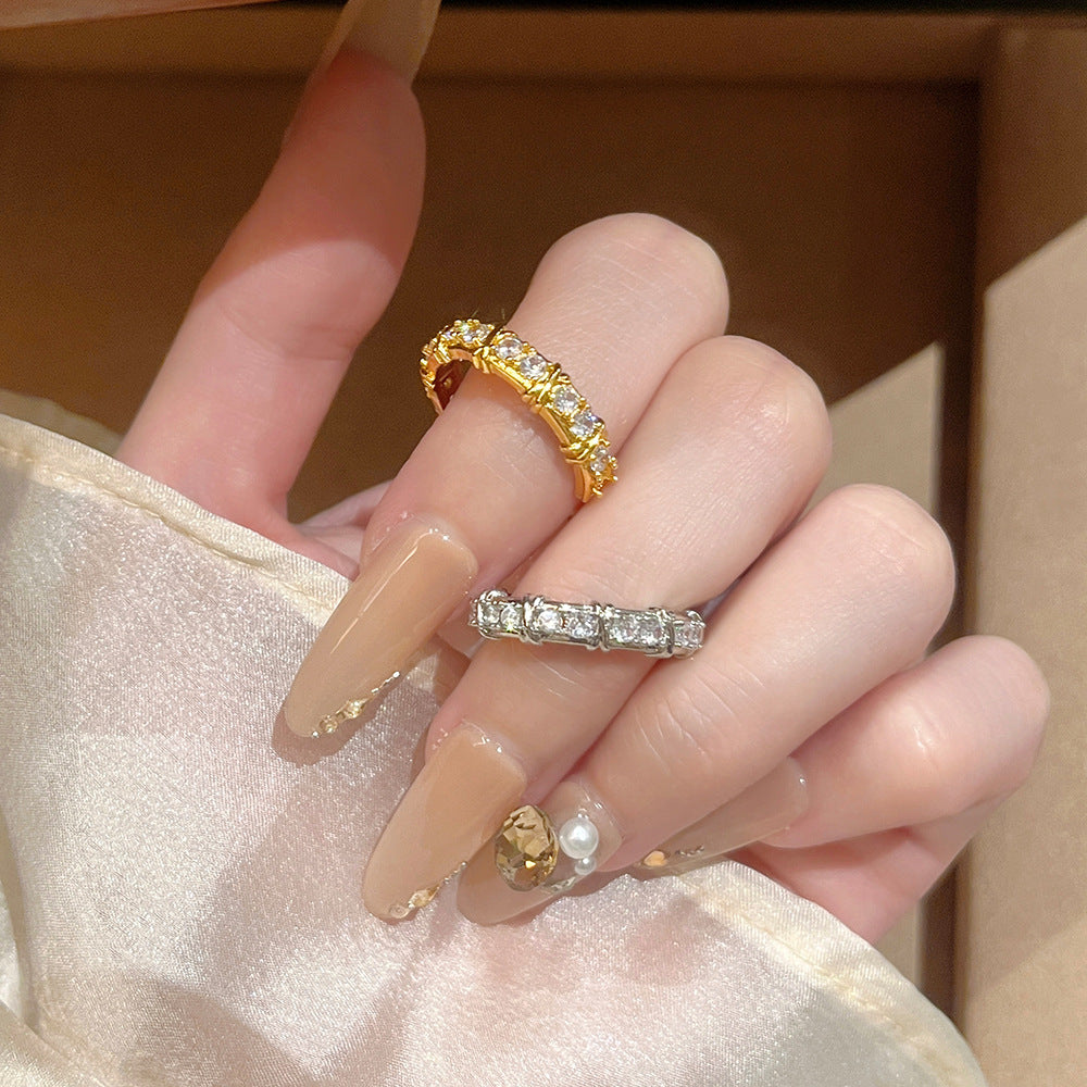 Single Row Zircon Female Niche Design Everyday Joker Rings