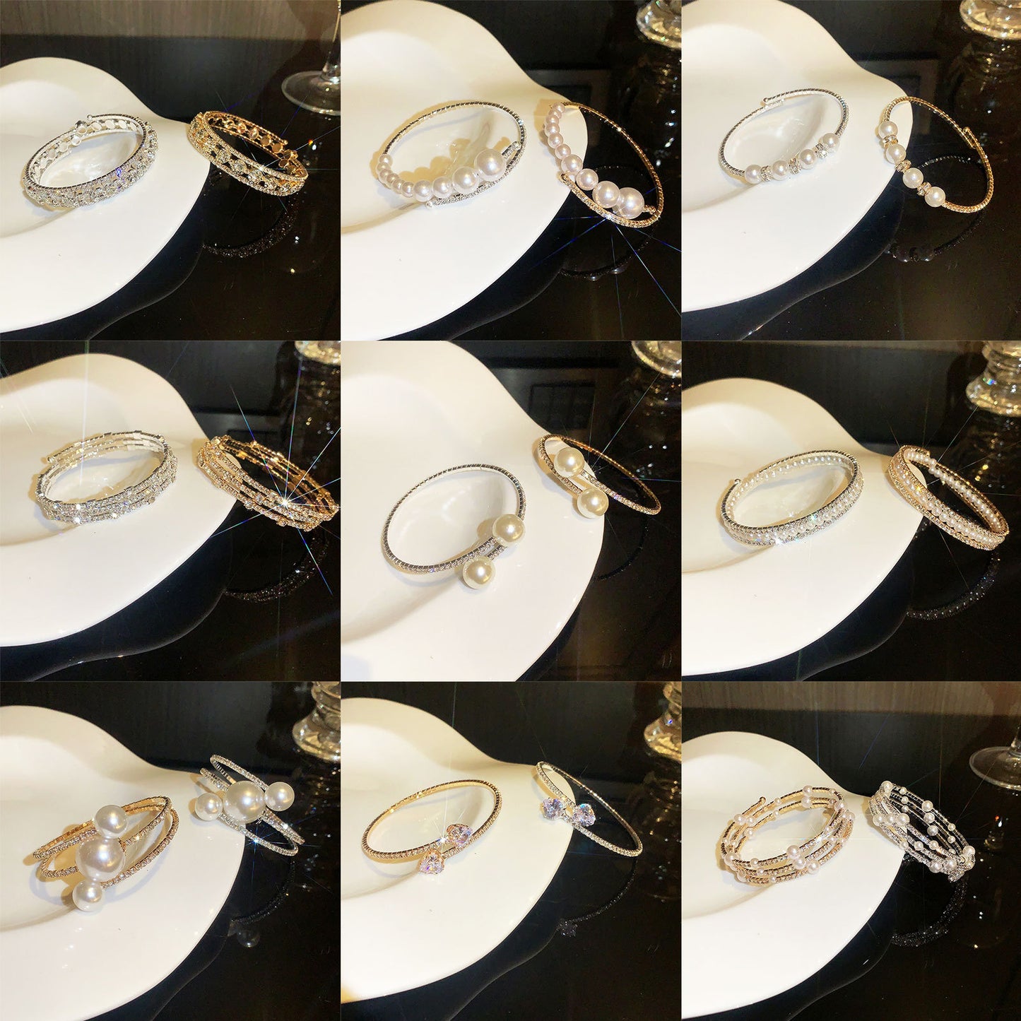 Rhinestone Zircon Elastic Laminated Adjustable Female Bracelets