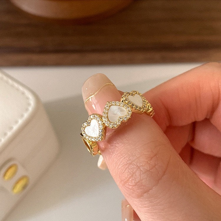 Luxury Diamond Shell Love Heart-shaped Personality Rings