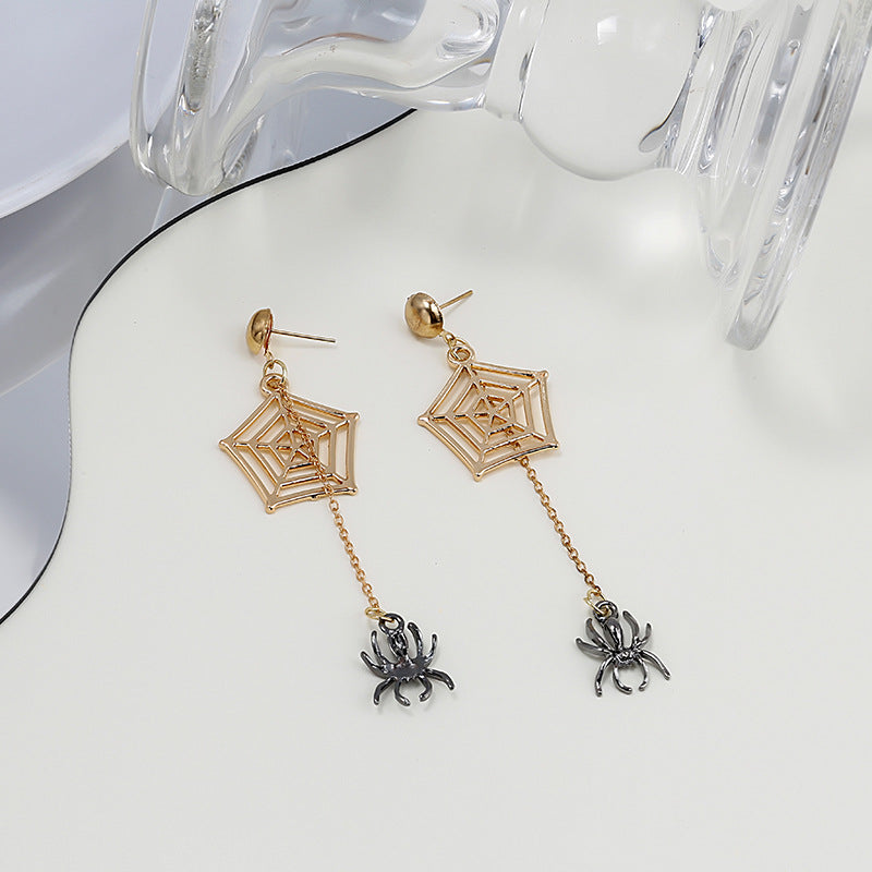 Personality Spider Web Halloween Gothic Dark Earrings