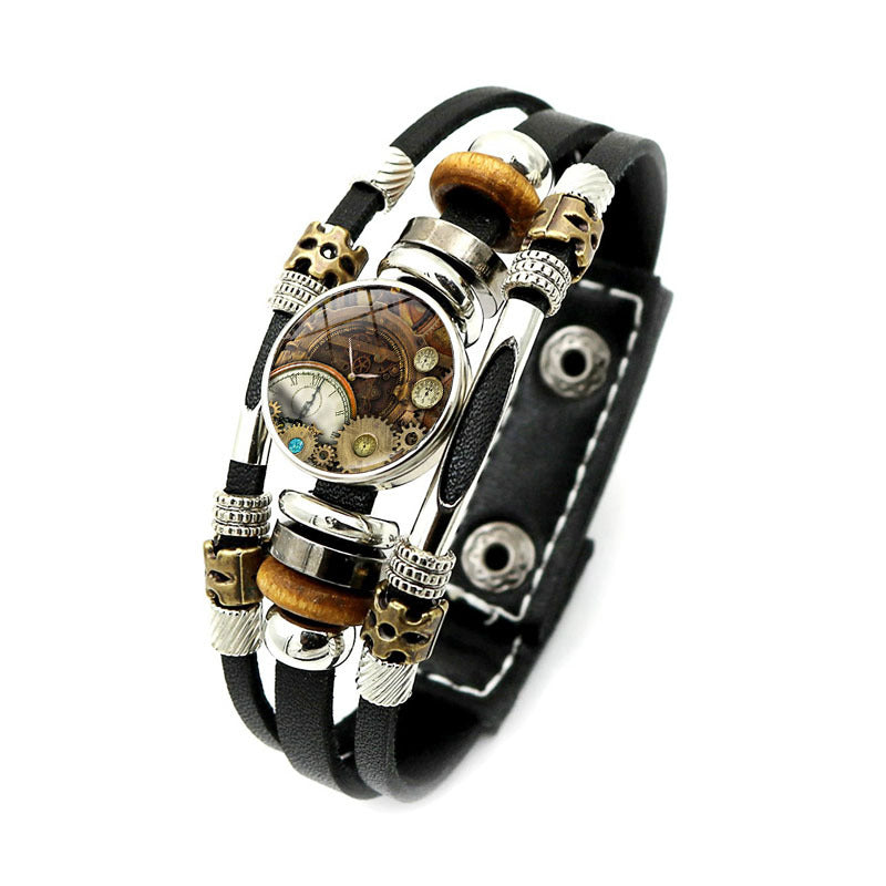 Women's & Men's & Mechanical Gear Pattern Leather And Retro Punk Bracelets