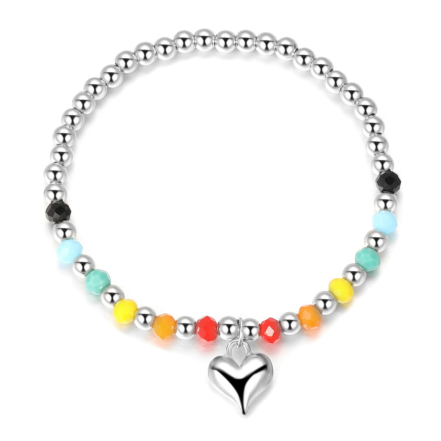 Bracelets de conception de perles de coeur d'ours souriant arc-en-ciel