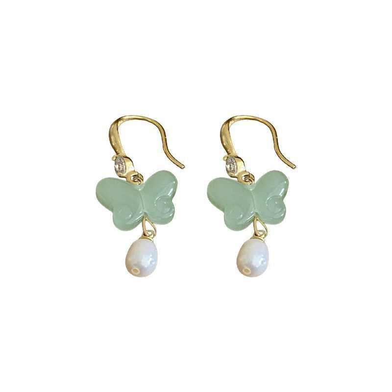 Women's Drop Pearl Tassel Ear Hook Fresh Chinese Style High-grade Rings