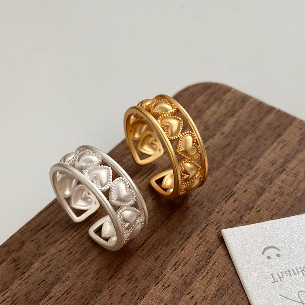 Hollowed Heart Shape Female Fashion Unique Rings