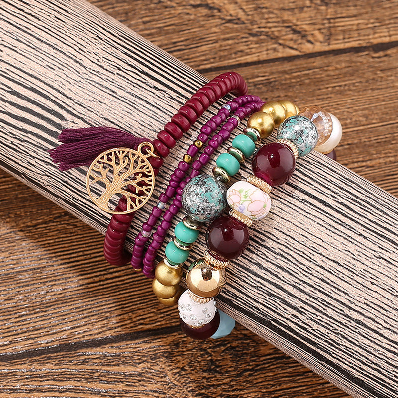 Bohemian Beaded Tassel Tree Of Life Bracelets