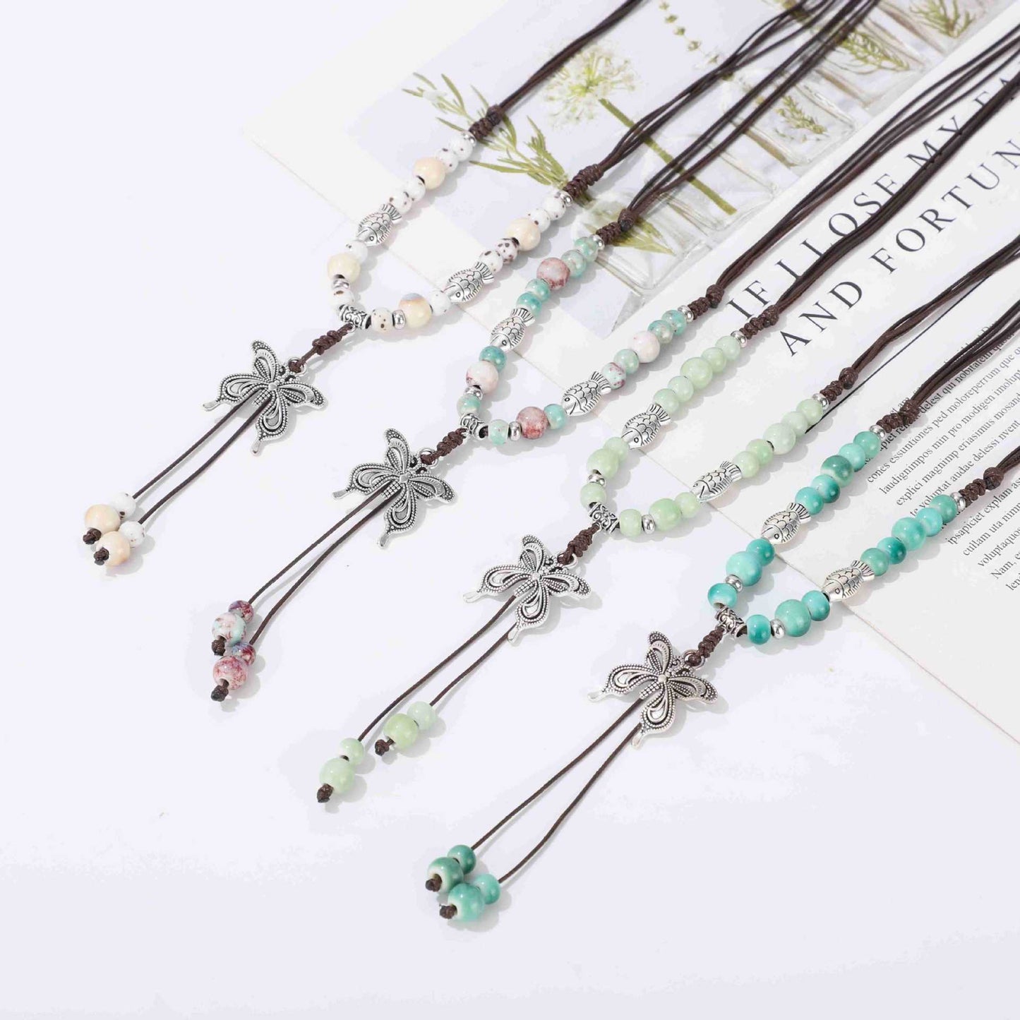 Women's Braided Rope Sweater Chain Chinese Ethnic Necklaces